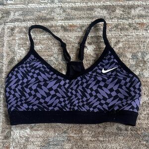 Nike Women's Geometric Patterned Sports Bra - Black and Purple